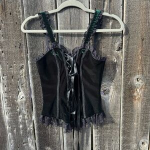 Dolls Kill Widow Goth Black Iridescent Green Velvet
Lace-Up Corset Size Small